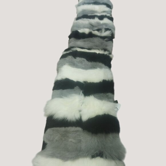 Love Token Scarf Black White Grey Kathleen Rabbit Pull Through OS Rex Rabbit Fur - Picture 3 of 11